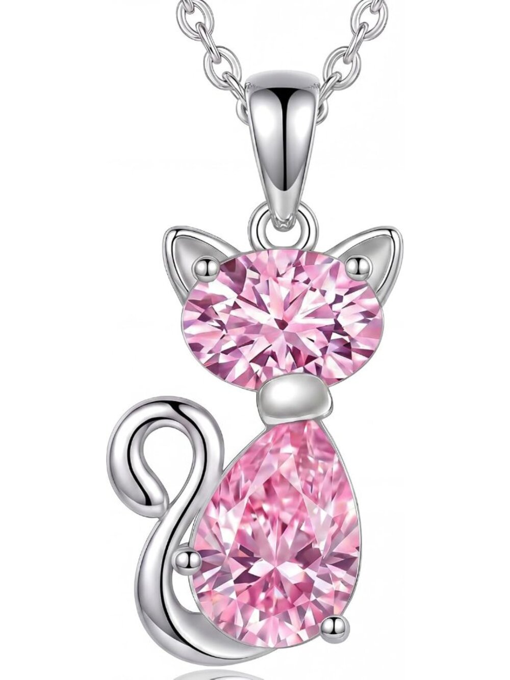 925 Sterling Silver Cat Necklace with Birthstone - Perfect Gift for Cat Lovers